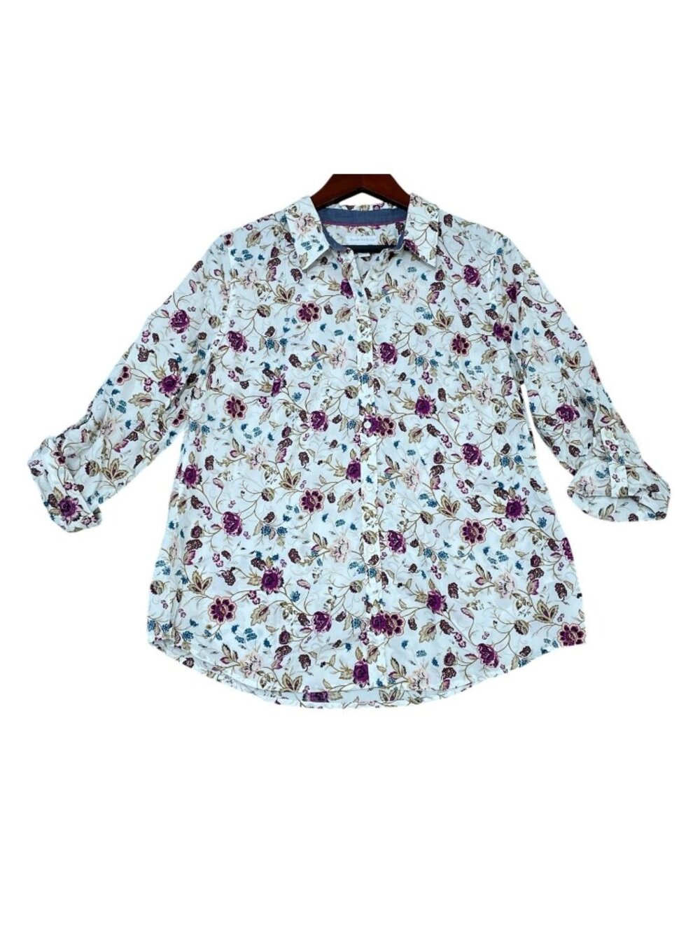 Charter Club Women's 12 Button Down Shirt Cotton Long Sleeve Floral C0800